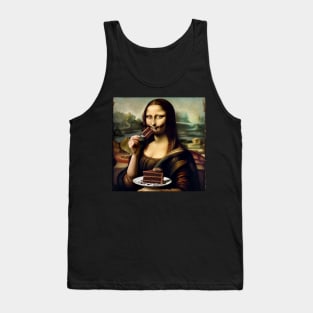 Mona Lisa Inspired Art Print for Chocolate Cake Day Tank Top